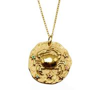 GOLDENCAT Collar Zodiaco Cáncer, Horóscopo, Cadena Fina Con Colgante, Longitud 42cm Extendido, Acero Inoxidable, Baño de Oro 14k