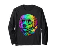 Goldendoodle DJ Auriculares Retro Music Dog Lover Manga Larga