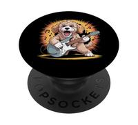 Goldendoodle Dog Guitar Star Rock and Roll Goldendoodle PopSockets PopGrip Adhesivo