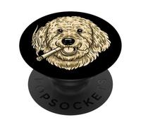 Goldendoodle fumando Cigarrillo Divertido Perro Meme Retro PopSockets PopGrip Adhesivo
