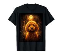 Goldendoodle Howling At Moon Vintage Night Art Camiseta