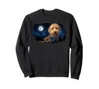 Goldendoodle Howling to The Moon Meme, Divertidos Amantes de Las Mascotas de los 90 Sudadera