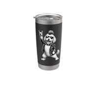 Goldendoodle, música punk rock, mohawk, amante de los perros Vaso térmico de acero inoxidable de doble pared
