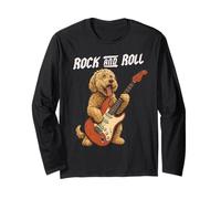 Goldendoodle Tocando Guitarra Rock and Roll Dog Lover Manga Larga