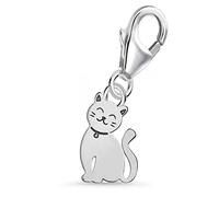 Goldene Hufeisen Mini pequeño gato mosquetón colgante para pulsera de abalorios de plata de ley 925, Plata de ley, No es una piedra preciosa