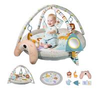 GoldEnough Baby Play Mat, Gym Play Mat for Newborn to 36 Months, with Hanging Toys, Tummy Time Pillow, Comfy Baby Mats, Floor Play, Activity Gym