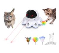 GoldenSun Juguete automático para gatos, juguetes interactivos 2 en 1 para gatos de interior, juguete automático para gatos, ratones de 8 agujeros golpean una pluma móvil de topo, juguetes