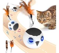 GoldenSun Juguetes de pelota para gatos, juguete interactivo para gatos aburridos de interior, juguetes para gatitos, juguete eléctrico automático de bola para movimiento de pájaros, 4 modos de