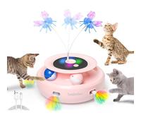 GoldenSun Juguetes interactivos 3 en 1 para gatos de interior adultos, juguetes inteligentes de plumas de gato, bolas de juguete recargables para gatos y juguete de mariposa hecho a mano, juguete para