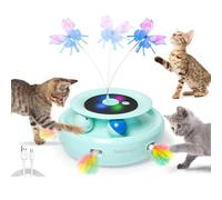 GoldenSun Juguetes interactivos 3 en 1 para gatos de interior adultos, juguetes inteligentes de plumas de gato, bolas de juguete recargables para gatos y juguete de mariposa hecho a mano, juguete para