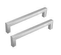 Goldenwarm 10 Pieza Tiradores Cocina 128mm Tiradores Cajones Plateados Tiradores Armarios -LSJ12BSS128 Tiradores de Acero Inoxidable Pomos y Tiradores Vintage Tiradores Muebles Baño Tirador Cuadrado