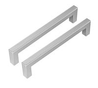 Goldenwarm 10 Piezas Tiradores Armarios 160mm Tiradores Cocina Tiradores De Acero Inoxidable Con Acabado Cepillado Plateado Forma Cuadrada Fácil De Limpiar