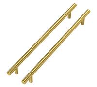 Goldenwarm 10 Piezas Tiradores Armarios 224mm Tirador Mueble Cocina Dorado Cepillado Acero Inoxidable Armarios de Cocina Para Puertas y Armarios de Ropa