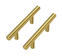Goldenwarm 10 Piezas Tiradores Armarios 76mm Tirador Mueble Cocina Dorado Cepillado Acero Inoxidable Armarios de Cocina Para Puertas y Armarios de Ropa