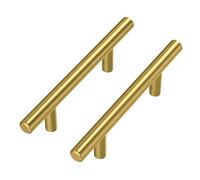 Goldenwarm 10 Piezas Tiradores Armarios 90mm Tirador Mueble Cocina Dorado Cepillado Acero Inoxidable Armarios de Cocina Para Puertas y Armarios de Ropa
