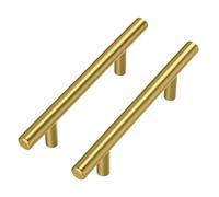 Goldenwarm 10 Piezas Tiradores Armarios 96mm Tirador Mueble Cocina Dorado Cepillado Acero Inoxidable Armarios de Cocina Para Puertas y Armarios de Ropa