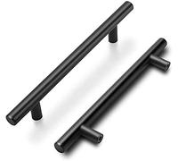 Goldenwarm 10 Piezas Tiradores Cocina Negro 256mm Tiradores Cocina Acero Inoxidable Superficie Lisa Redonda Instalación Con Tornillos Adecuados Para Armarios Cajones Y Zapateros