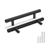 Goldenwarm 10 Piezas Tiradores Cocina Negros 128mm Tiradores Cocina Acero Inoxidable Superficie Lisa Adecuados Para Armarios Cajones Y Zapateros