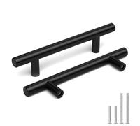 Goldenwarm 10 Piezas Tiradores Cocina Negros 96mm Tiradores Armarios Acero Inoxidable Instalación Con Tornillos para Cajones de Gabinete Puertas de Armarios