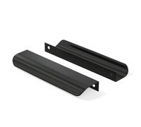 Goldenwarm - Lote de 15 asas de muebles de cocina invisible (LS7027BK128, mango de cocina, color negro mate de aleación de aluminio, mango de mueble entre ejes, 128 mm)