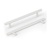 goldenwarm Tiradores de cajón de acero inoxidable 128 mm para armarios de cocina, 10 unidades, color blanco