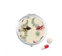 Goldfish agua malezas Japón Travel bolsillo píldora caso medicina dispensador espejo regalo caja de almacenamiento