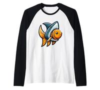 Goldfish con Aleta de tiburón, diseño de niños de motivación Camiseta Manga Raglan