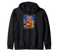 Goldfish con Gafas de Bandera de Estados Unidos Arte Americano Sudadera con Capucha