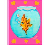Goldfish In Fish Bowl, Pink Background, 150 Lined Page, 8x11 Page, Notebook Perfect For School, Learning And Note-Taking: Created With Hand-Drawn Art By: Artist Mary Elisabeth Linder @ MaryEMade