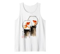 Goldfish Japanese Ink Painting Sumi-E Traditional Art Print Camiseta sin Mangas