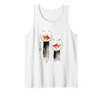 Goldfish Japanese Ink Painting Sumi-E Traditional Art Print Camiseta sin Mangas
