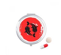 Goldfish resumen Brush Japón Travel bolsillo píldora caso medicina dispensador espejo regalo caja de almacenamiento
