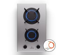 Goldflame 30cm Placa de gas 2 Fuegos Plata