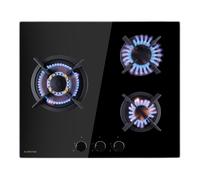 Goldflame 60cm Placa de gas 3 Fuegos Negro