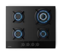 Goldflame 60cm Placa de gas 4 Fuegos Negro