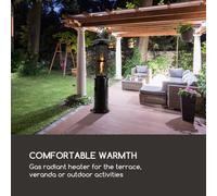 Goldflame calefactor de terraza calefacción a gas 11,2 kW vidrio templado móvil acero inoxidable Blumfeldt