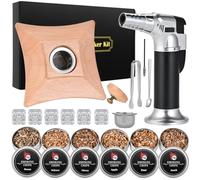 GOLDGE Kit de ahumador de cóctel con antorcha, kit de bebidas para ahumar whisky con seis tipos de virutas de madera, ahumador de whisky antiguo con piedras de whisky, regalo para padre, marido y