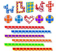 GOLDGE Mini Cubo de Serpiente Juguete Mágico Gadget Cumpleaños, 12 Piezas 24 Bloques Serpiente Cubos Velocidad Mágicos Serpiente Twist Cubo Puzzle para Regalos Fin Fiesta Cumpleaños Niños