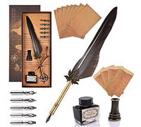 GOLDGE Pluma Estilografica, Boligrafos Bonito para Lettering y Caligrafia Adultos, Papeleria Bonita Ideal como Regalo Mujer/Hombre, con Tinta, Soporte Bolígrafos, 5 Puntas,4 Papelería Sobre y 8 Papel