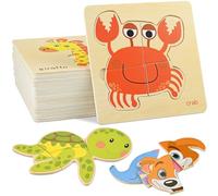 GOLDGE Puzzle 1 2 3 4 5 Años Juguetes Niños 16 Pcs, Brinquedos Bebe, Juegos Educativos Conocer Animales, Rompecabezas Juegos Niños como Regalo Niña y Niño, Juguetes Educativos Infantiles Preescola