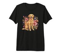 Goldie Sporting Dog Vintage Flowers Floral Golden Retriever Camiseta Premium