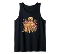 Goldie Sporting Dog Vintage Flowers Floral Golden Retriever Camiseta sin Mangas