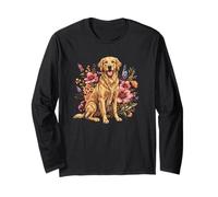 Goldie Sporting Dog Vintage Flowers Floral Golden Retriever Manga Larga