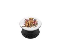 Goldie Sporting Dog Vintage Flowers Floral Golden Retriever PopSockets PopGrip Adhesivo
