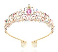 Goldkronen para mujeres y niñas, Reina Tiaras de Cristal con strass blanco y peines, Corona de Diosa para bodas, novias, cumpleaños, princesas, fiestas de novia, accesorios para el cabello de mujer