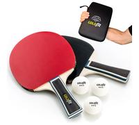 GOLDMAN SERVICE | GOLDFIT Set Palas Ping Pong Tenis de Mesa Profesional con Funda Protectora Porta Raquetas y 3 Bolas | Calidad Profesional para Todos los Niveles