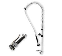 GOLDMAN SERVICE | Grifo industrial monomando extensible rociador ducha para fregadero cocina hostelería con alcachofa flexo negra pulverizadora