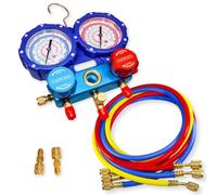 GOLDMAN SERVICE | Kit Manómetro Aire Acondicionado con 3 Mangueras Carga y Medición de Gas Refrigerante Coche | R410A R407C R32 R134a