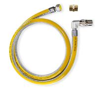 GOLDMAN SERVICE Tubo manguera flexible Gas de Seguridad para Cocina Industriales de Hostelería- Largo: 1,5 metros - Conexión: 1/2" M-H + Adaptador M-M