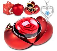 goldmiky Rosa eterna con joyas, caja de flores preservadas, regalo para el día de la madre para mamá, día de San Valentín, aniversario de boda, regalo de Navidad para madre, esposa, novia, abuela, n